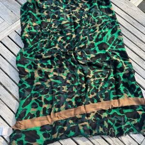 Chico’s Green and Black leopard Print Scarf